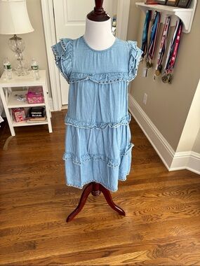 Stellah Light Blue Tiered Ruffle Eyelet Dress